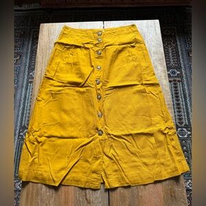 Madewell Button Front Mustard Skirt Size 10
